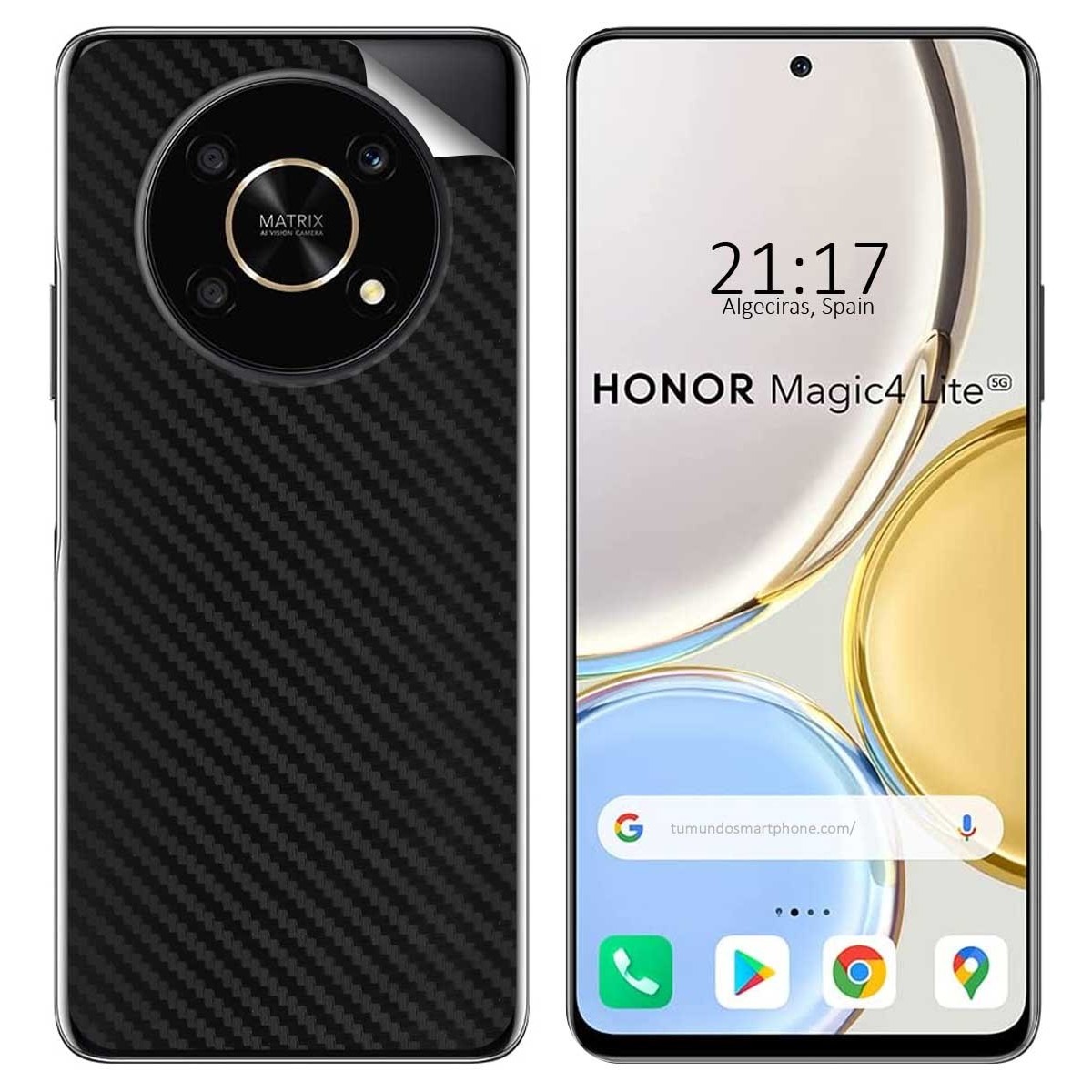 Pegatina Vinilo Autoadhesiva Textura Carbono para Huawei Honor Magic 4 Lite