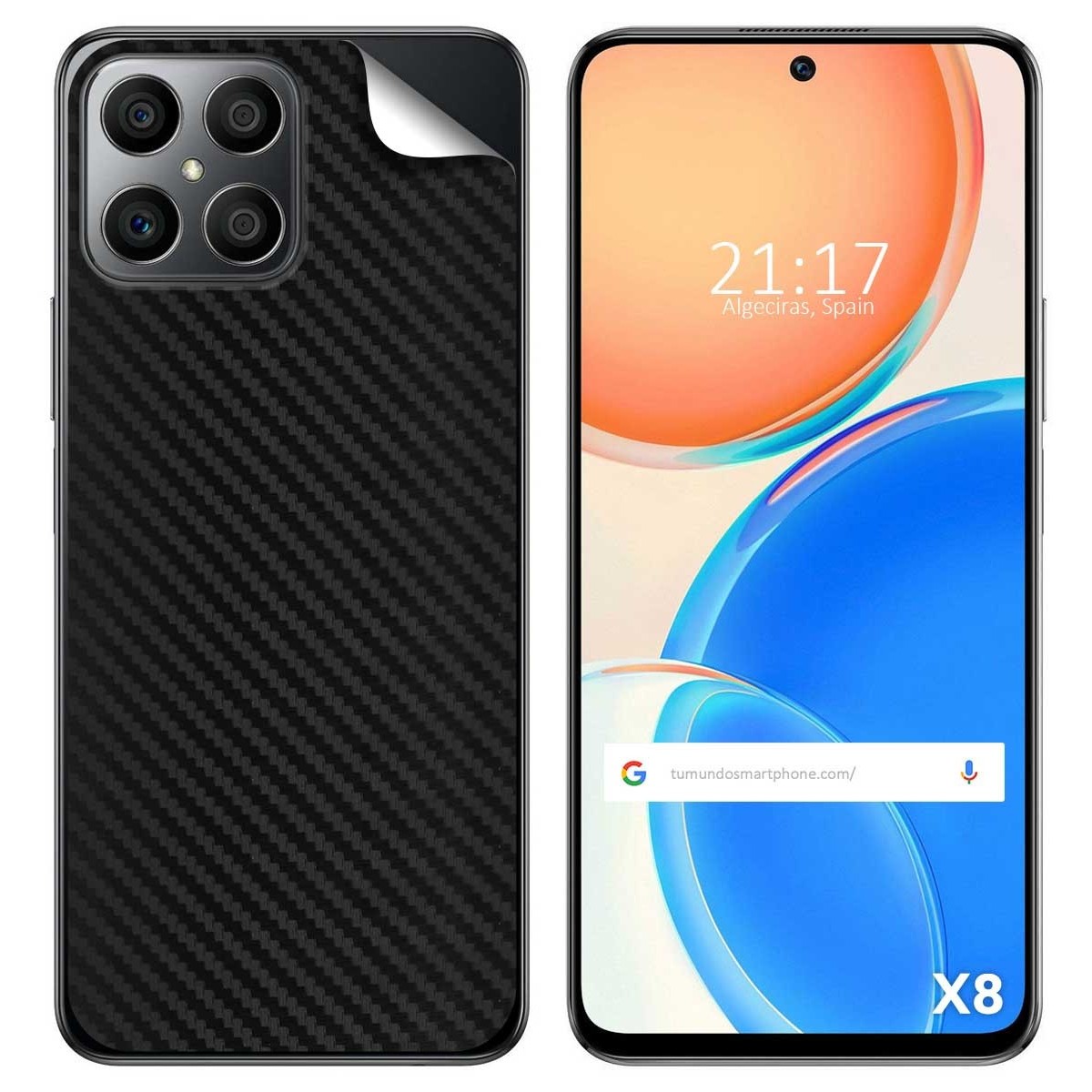Pegatina Vinilo Autoadhesiva Textura Carbono para Huawei Honor X8