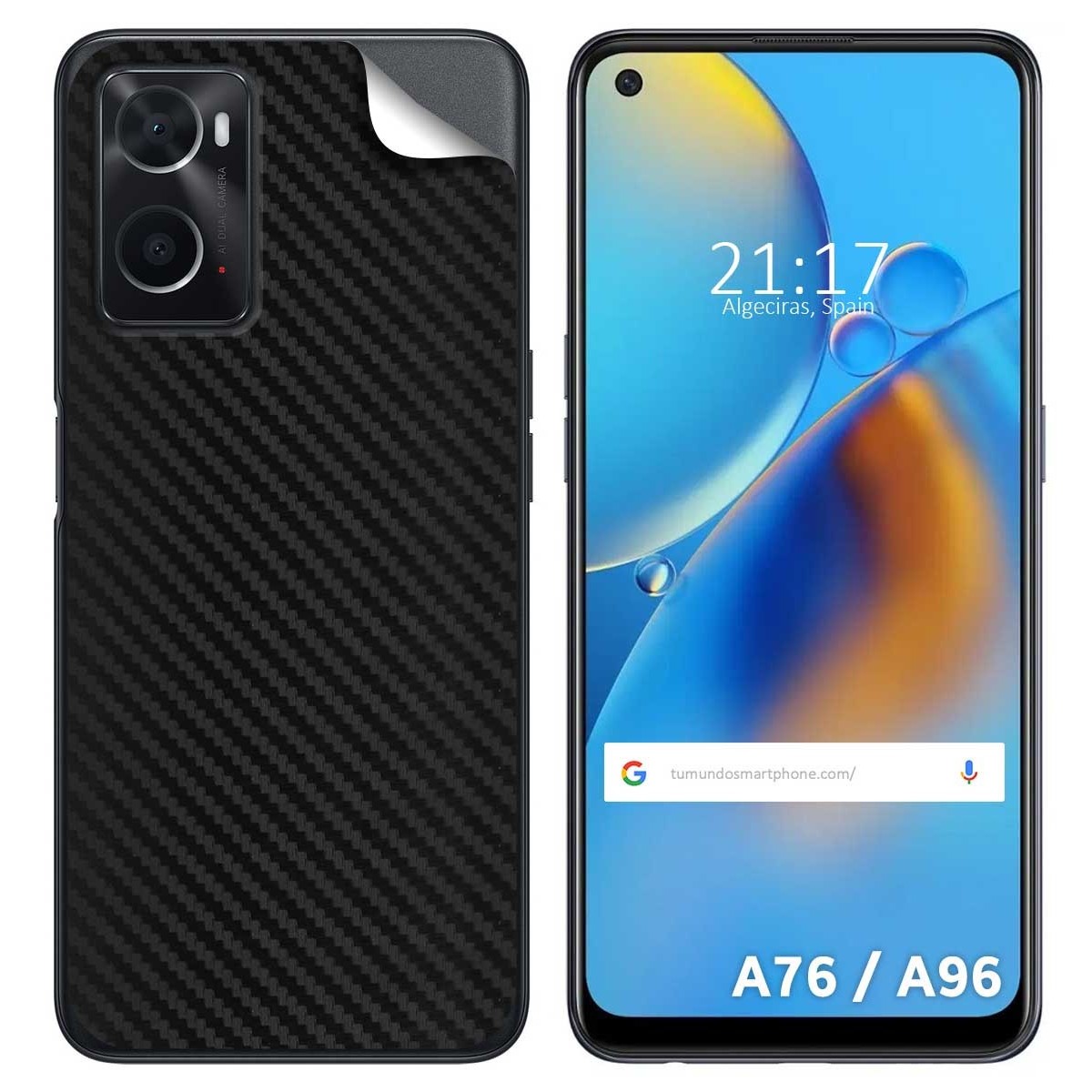Pegatina Vinilo Autoadhesiva Textura Carbono para Oppo A76 / A96