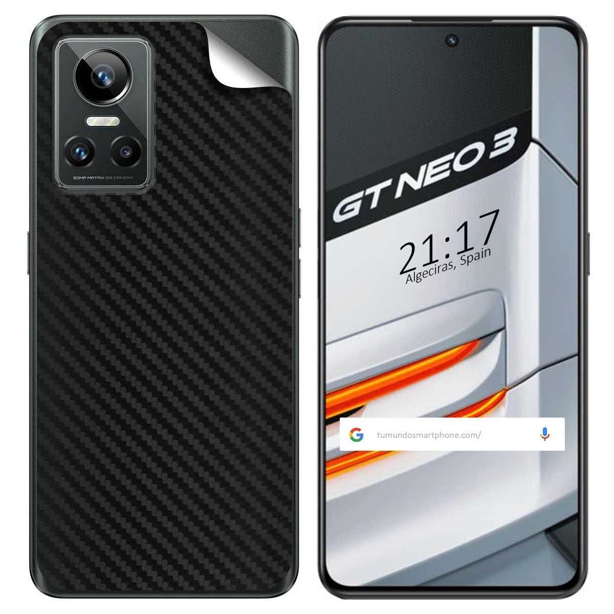 Pegatina Vinilo Autoadhesiva Textura Carbono para Realme GT Neo 3 5G