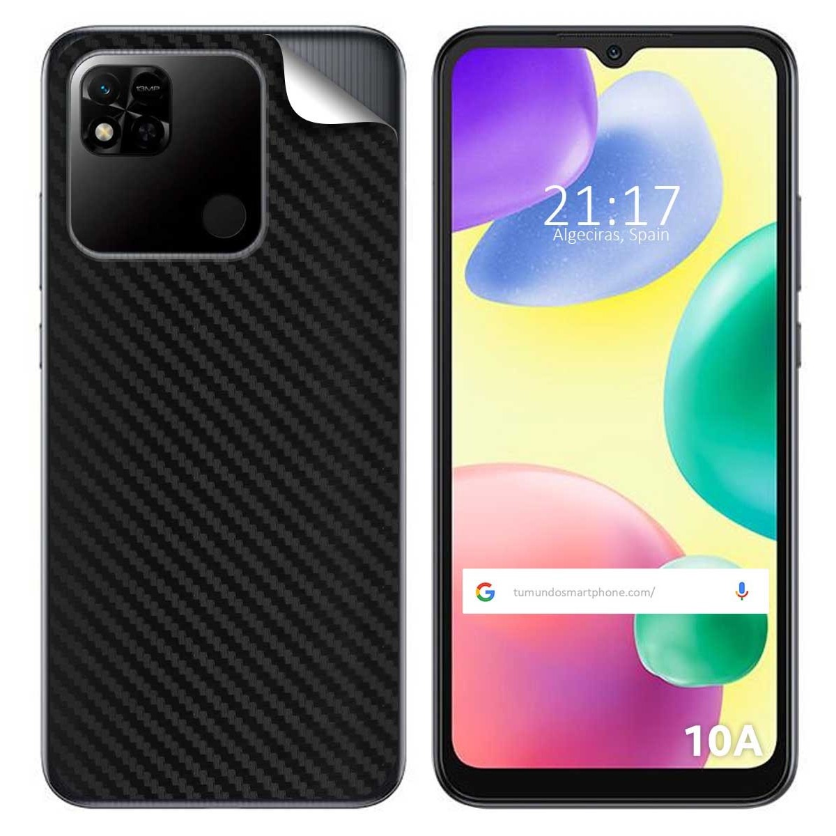 Pegatina Vinilo Autoadhesiva Textura Carbono compatible con Xiaomi Redmi 10A