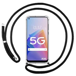 Funda Colgante Transparente para Oppo A96 5G con Cordon Negro