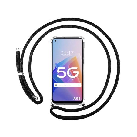 Funda Colgante Transparente para Oppo A96 5G con Cordon Negro
