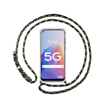 Funda Colgante Transparente para Oppo A96 5G con Cordon Verde / Dorado