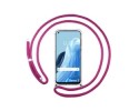 Funda Colgante Transparente para Oppo Reno 7 4G con Cordon Rosa Fucsia