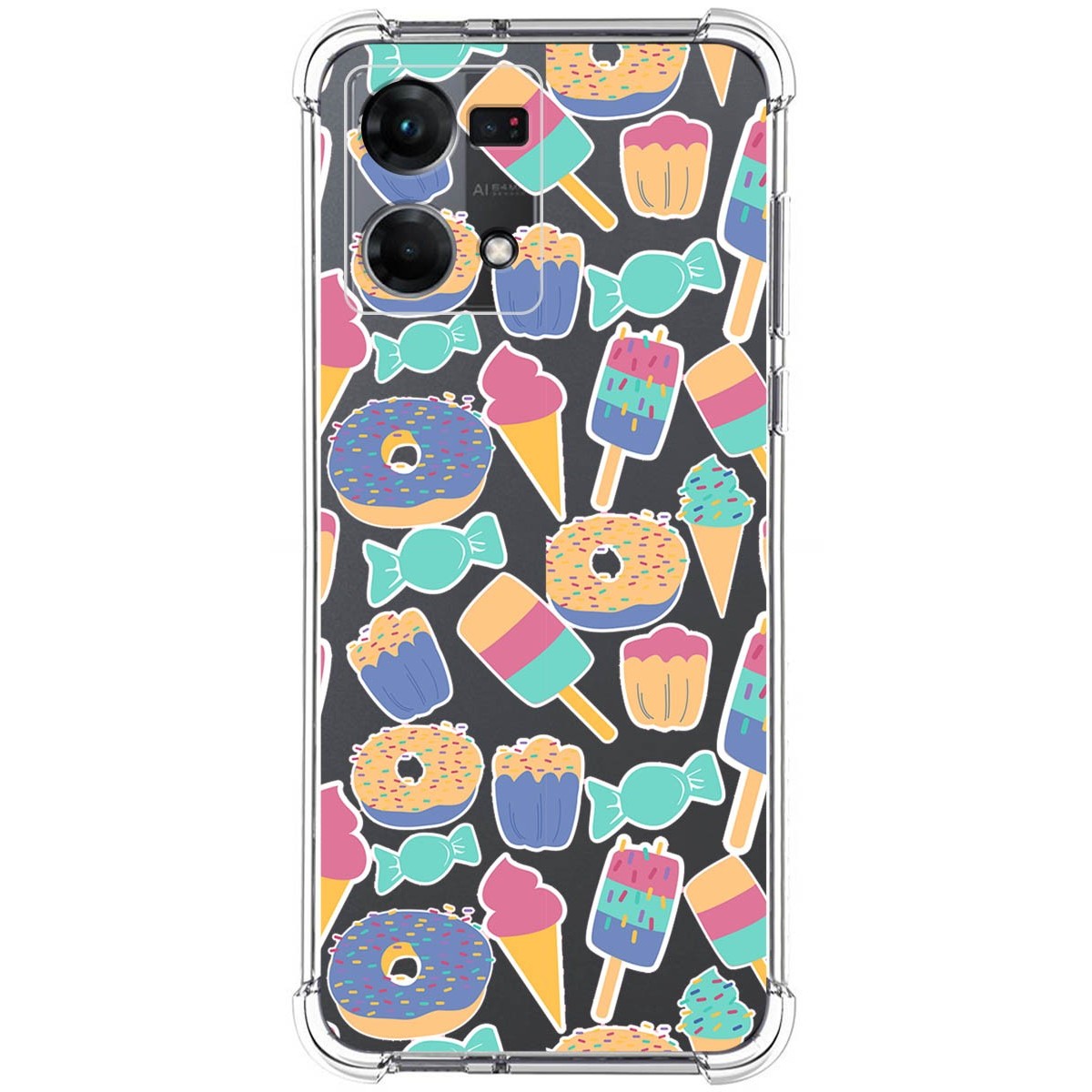 Funda Silicona Antigolpes para Oppo Reno 7 4G diseño Dulces 02 Dibujos