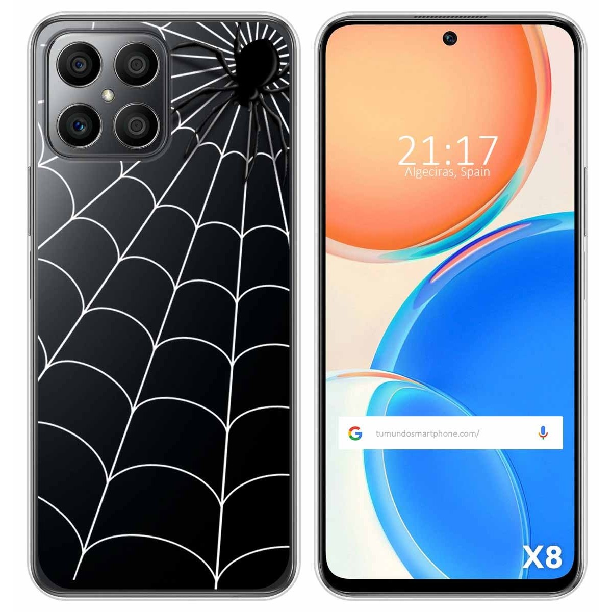 Funda Silicona Transparente para Huawei Honor X8 diseño Araña Dibujos
