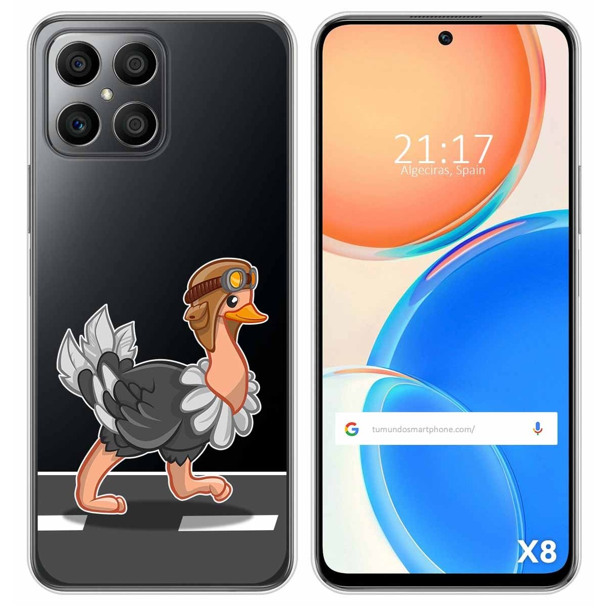 Funda Silicona Transparente para Huawei Honor X8 diseño Avestruz Dibujos