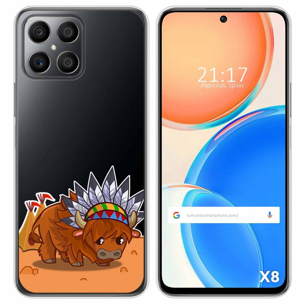 Funda Silicona Transparente para Huawei Honor X8 diseño Bufalo Dibujos