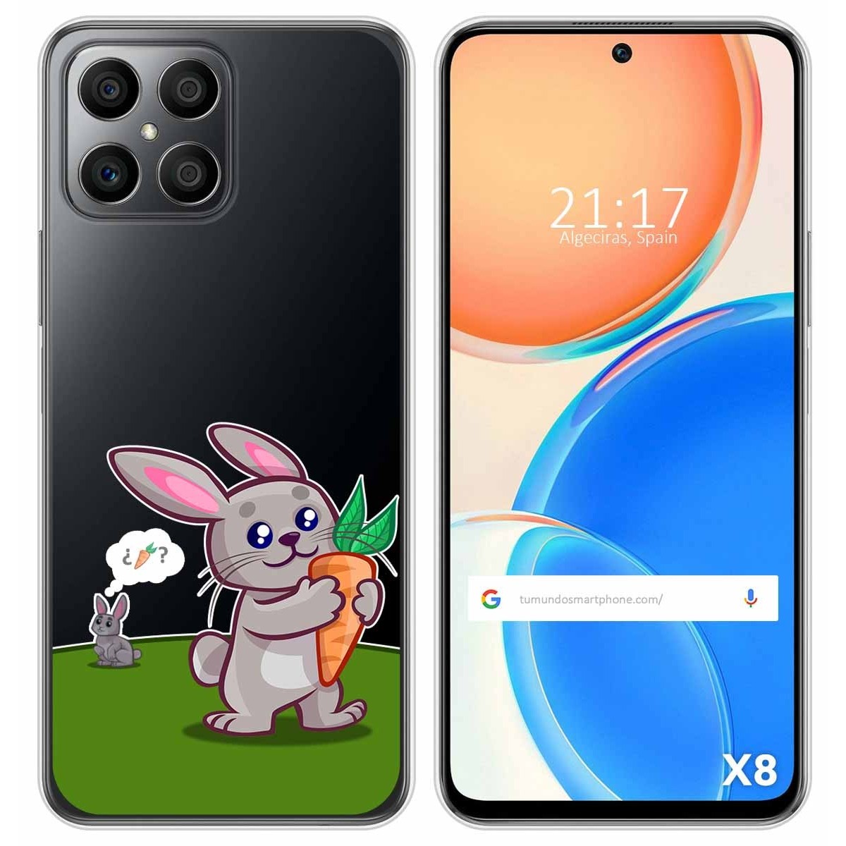 Funda Silicona Transparente para Huawei Honor X8 diseño Conejo Dibujos