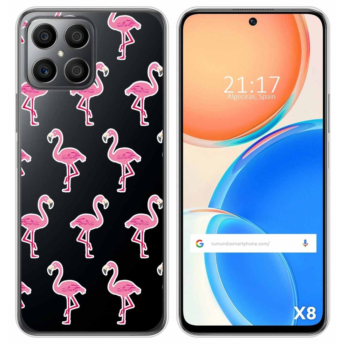 Funda Silicona Transparente para Huawei Honor X8 diseño Flamenco Dibujos