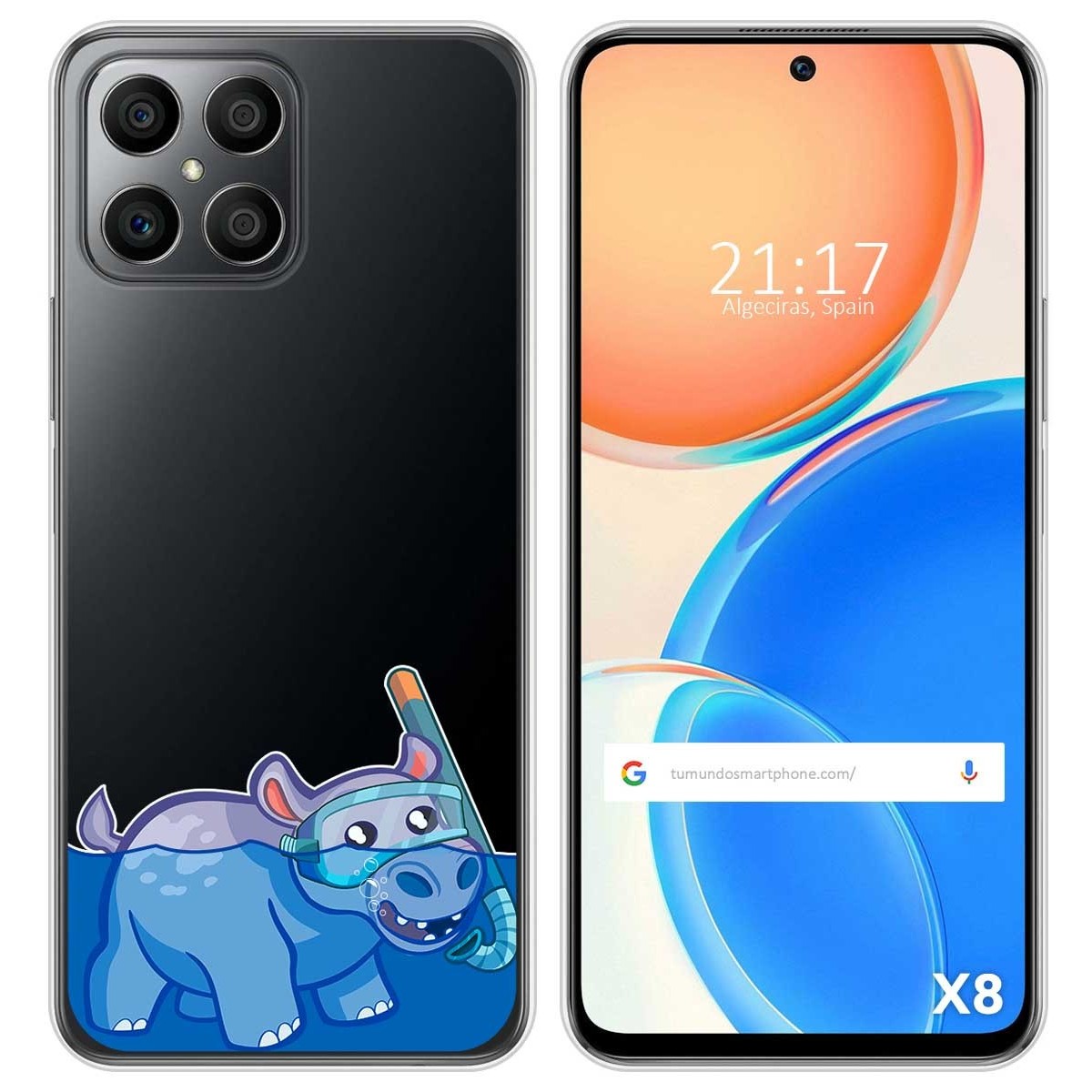 Funda Silicona Transparente para Huawei Honor X8 diseño Hipo Dibujos