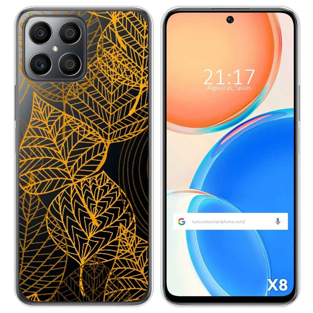 Funda Silicona Transparente para Huawei Honor X8 diseño Hojas Dibujos