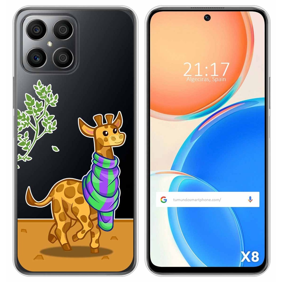 Funda Silicona Transparente para Huawei Honor X8 diseño Jirafa Dibujos