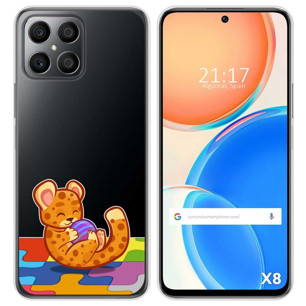 Funda Silicona Transparente para Huawei Honor X8 diseño Leopardo Dibujos