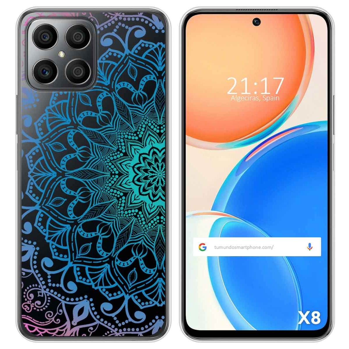Funda Silicona Transparente para Huawei Honor X8 diseño Mandala Dibujos