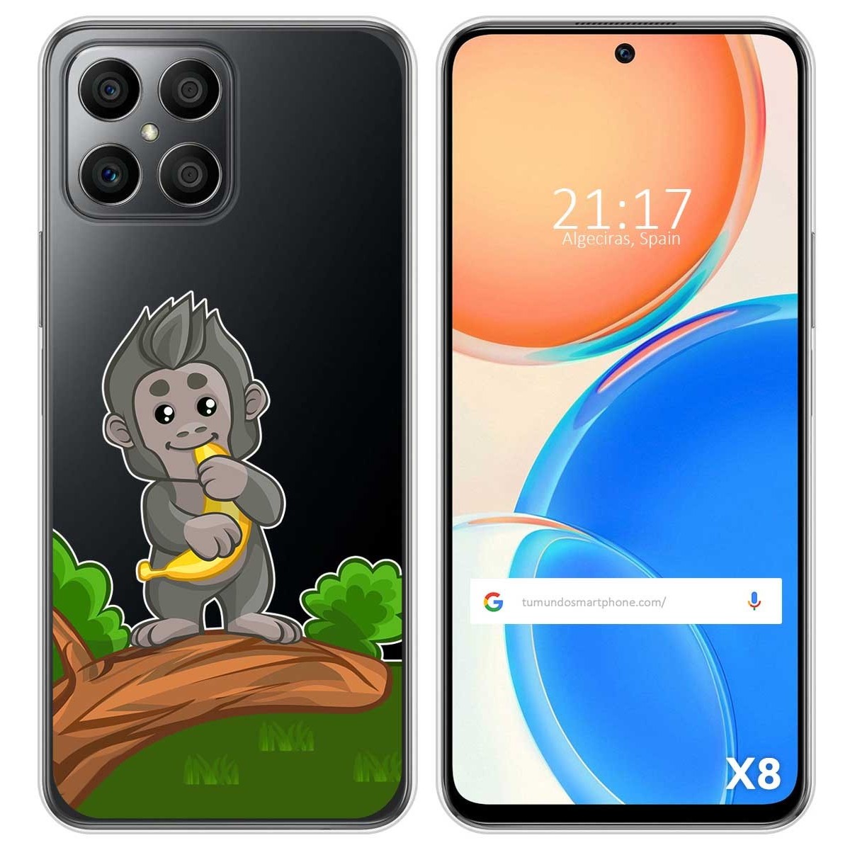Funda Silicona Transparente para Huawei Honor X8 diseño Mono Dibujos