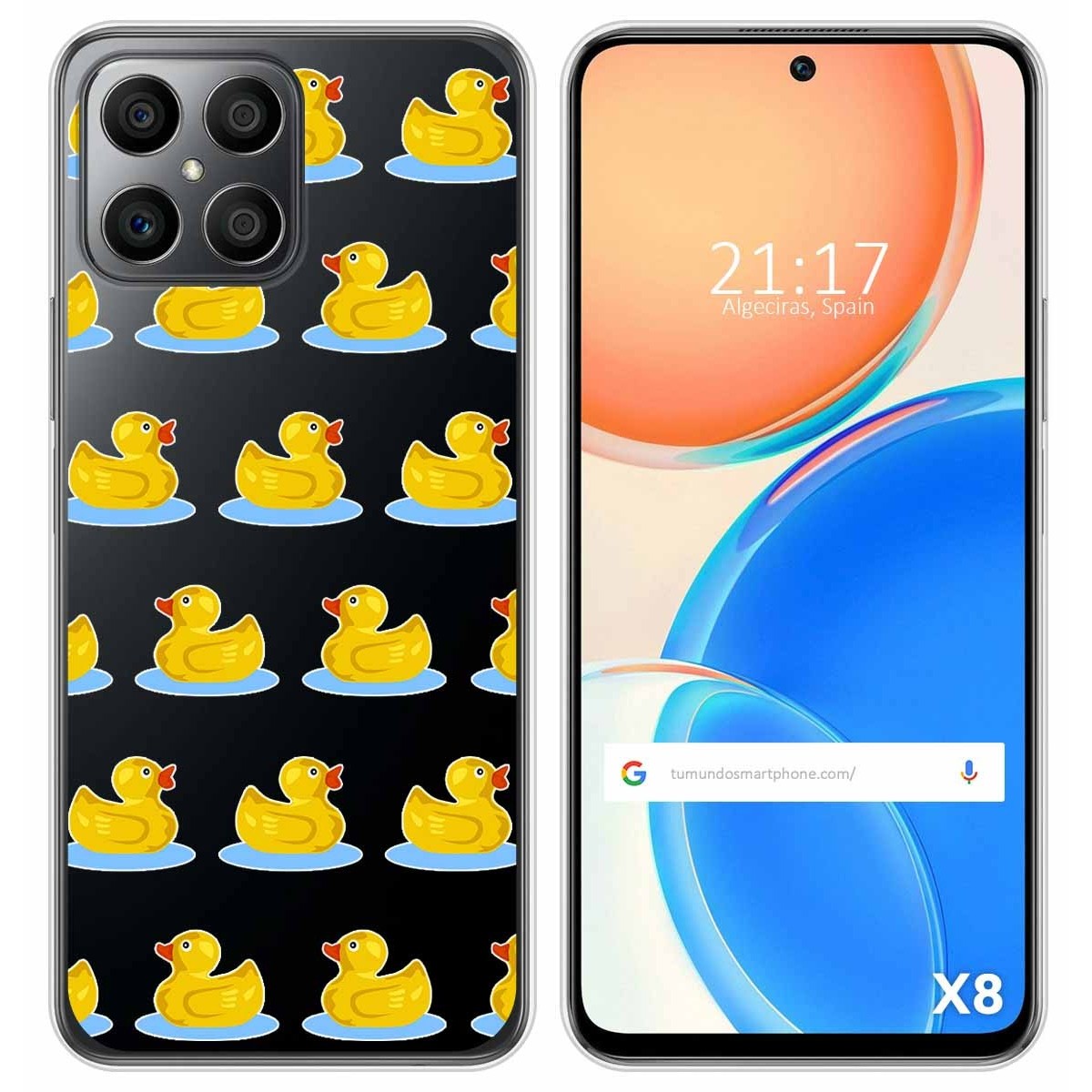 Funda Silicona Transparente para Huawei Honor X8 diseño Pato Dibujos