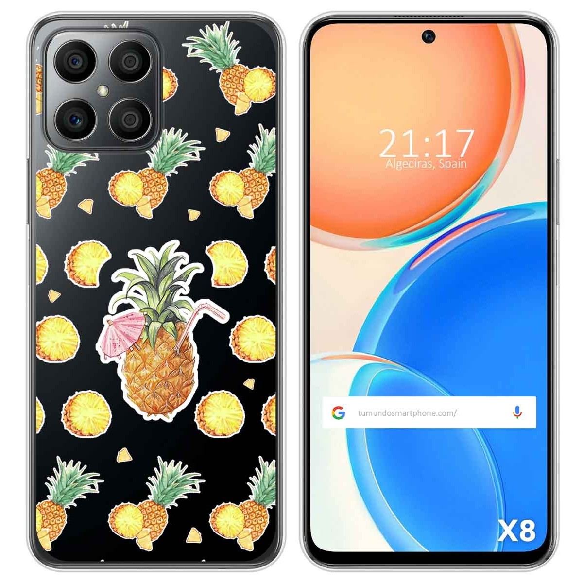 Funda Silicona Transparente para Huawei Honor X8 diseño Piña Dibujos