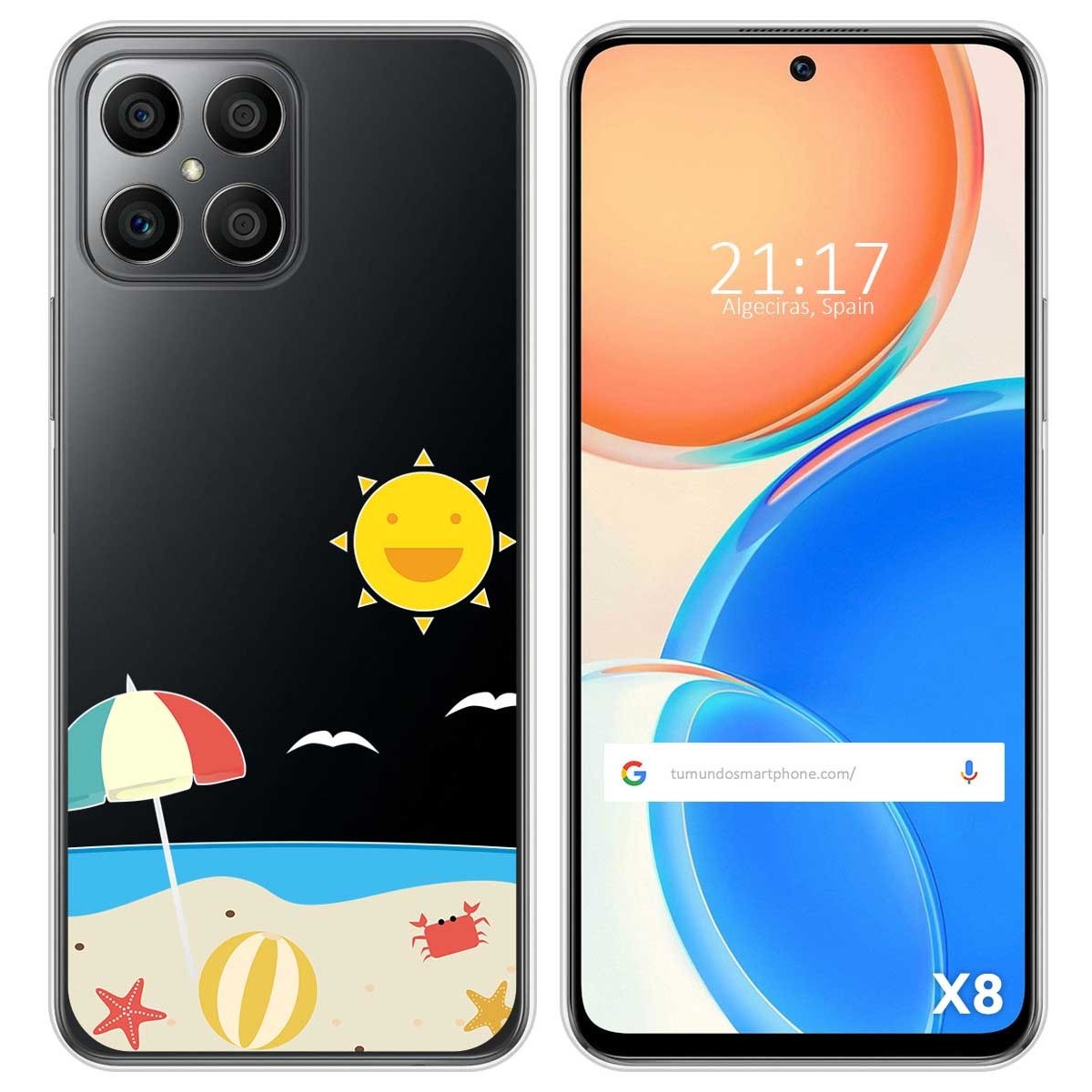 Funda Silicona Transparente para Huawei Honor X8 diseño Playa Dibujos