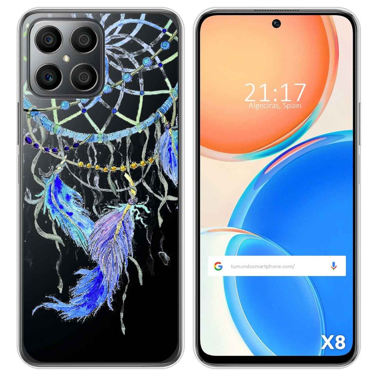 Funda Silicona Transparente para Huawei Honor X8 diseño Plumas Dibujos