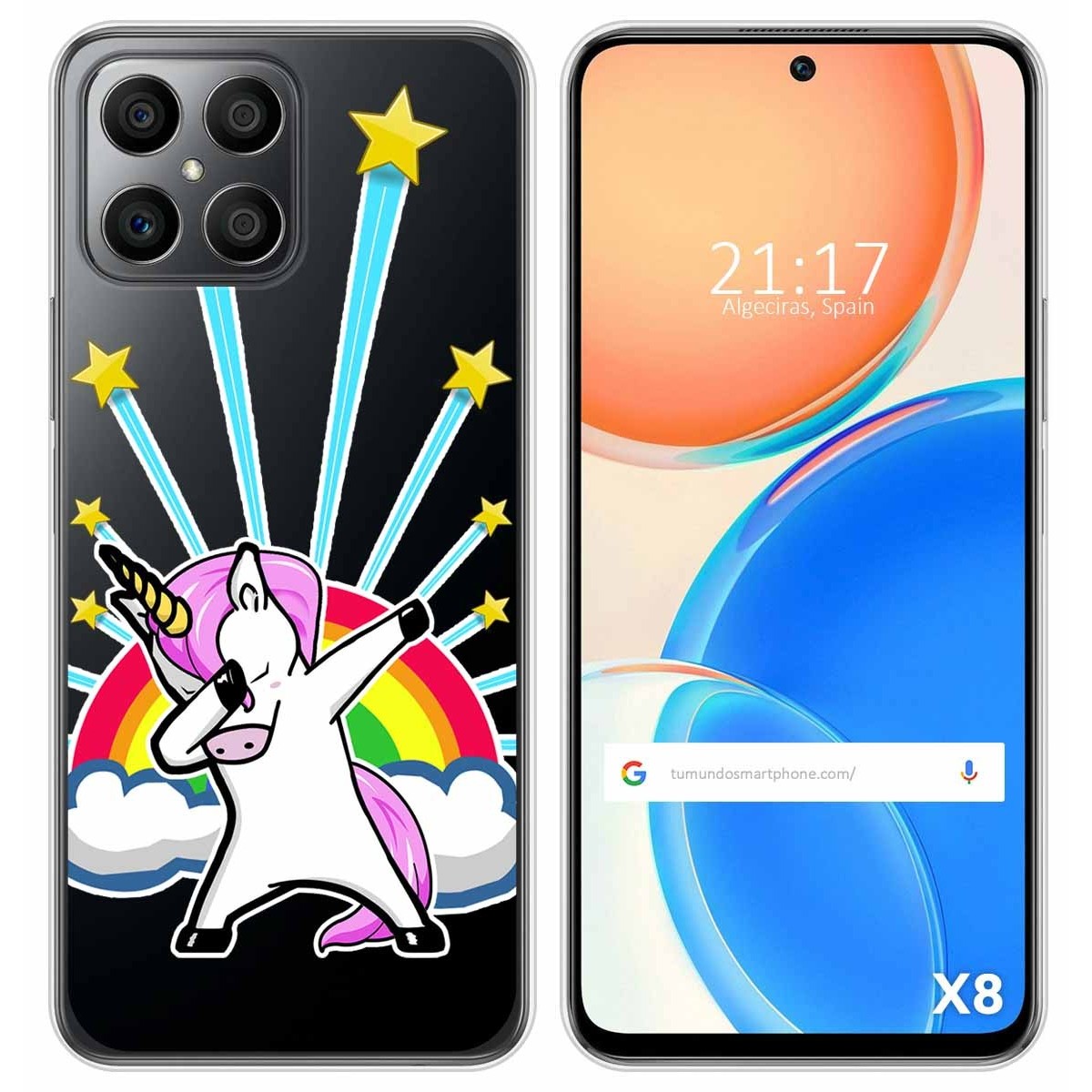 Funda Silicona Transparente para Huawei Honor X8 diseño Unicornio Dibujos