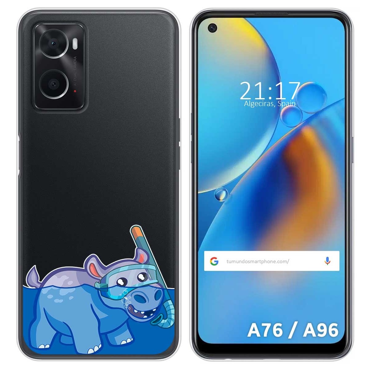 Funda Silicona Transparente para Oppo A76 / A96 diseño Hipo Dibujos