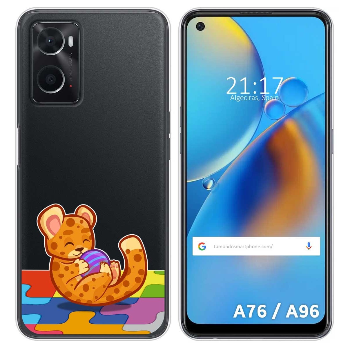 Funda Silicona Transparente para Oppo A76 / A96 diseño Leopardo Dibujos