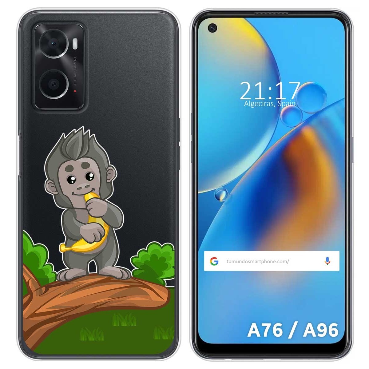 Funda Silicona Transparente para Oppo A76 / A96 diseño Mono Dibujos