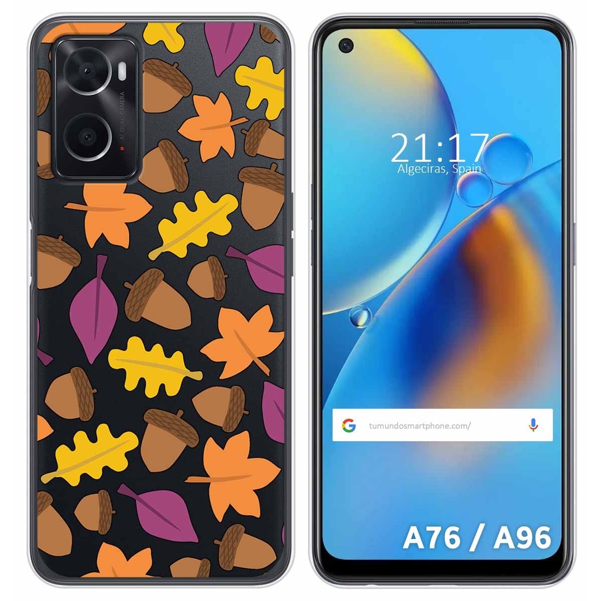 Funda Silicona Transparente para Oppo A76 / A96 diseño Otoño Dibujos