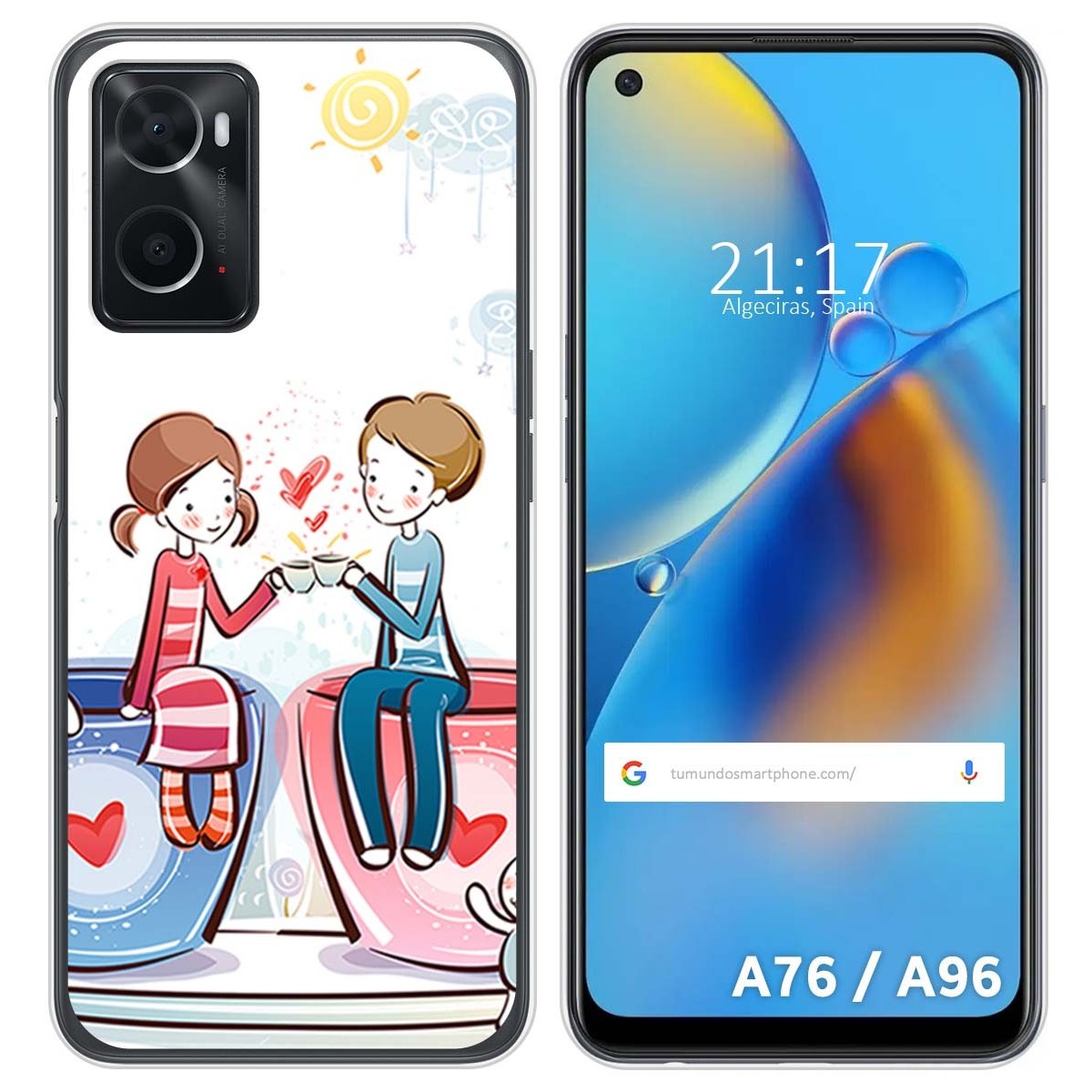 Funda Silicona para Oppo A76 / A96 diseño Café Dibujos