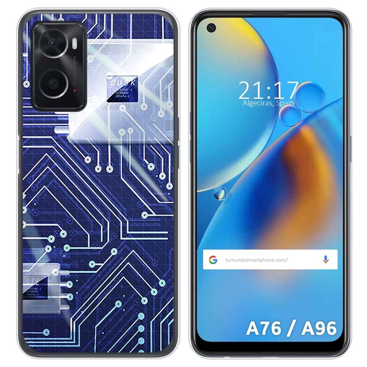 Funda Silicona para Oppo A76 / A96 diseño Circuito Dibujos