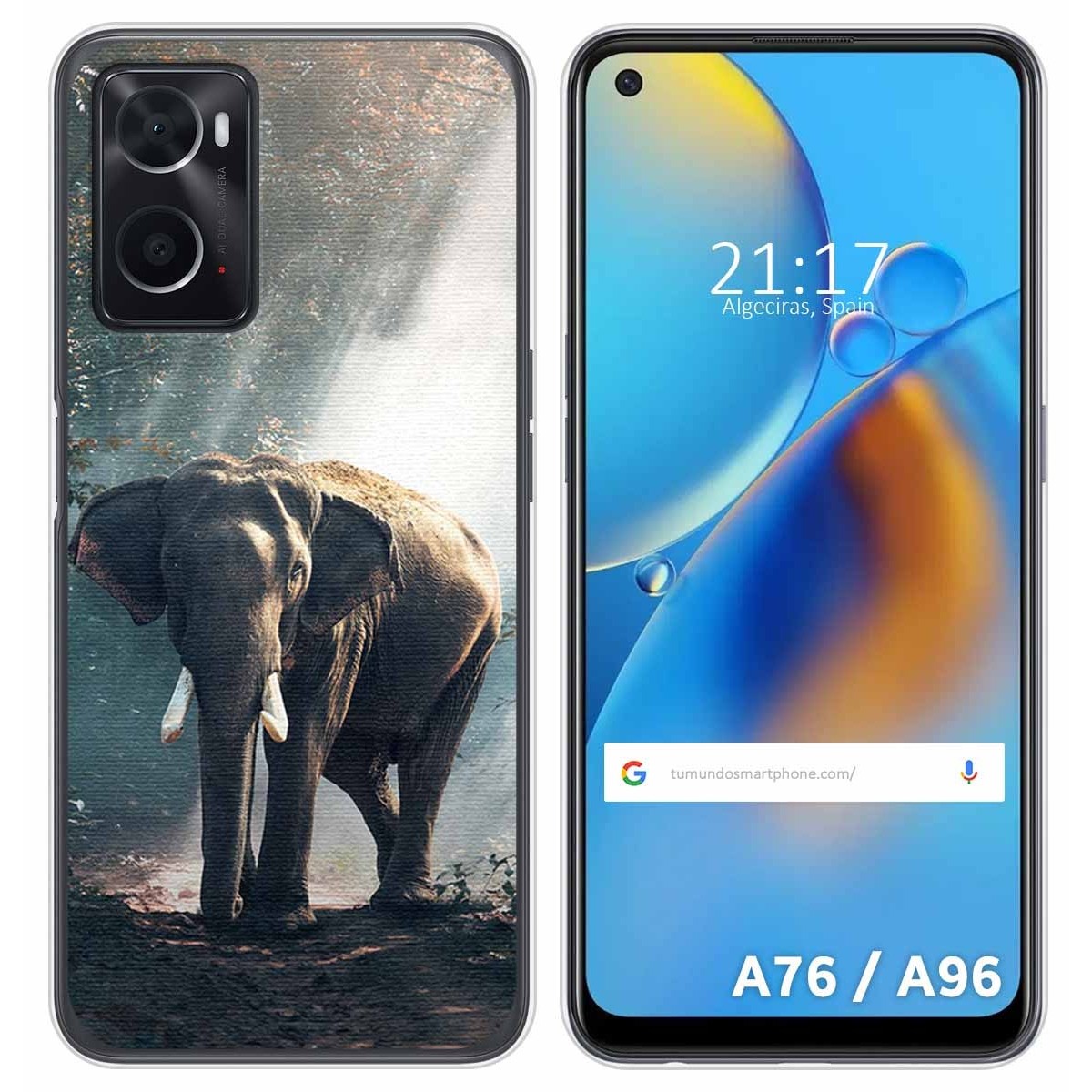 Funda Silicona para Oppo A76 / A96 diseño Elefante Dibujos