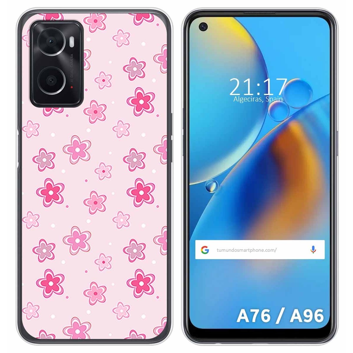 Funda Silicona para Oppo A76 / A96 diseño Flores Dibujos