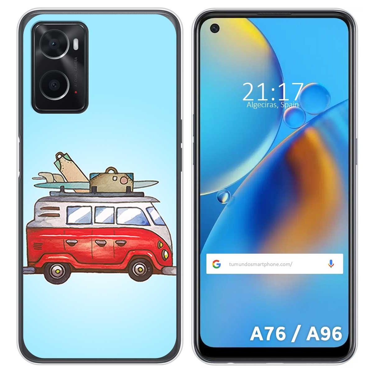 Funda Silicona para Oppo A76 / A96 diseño Furgoneta Dibujos