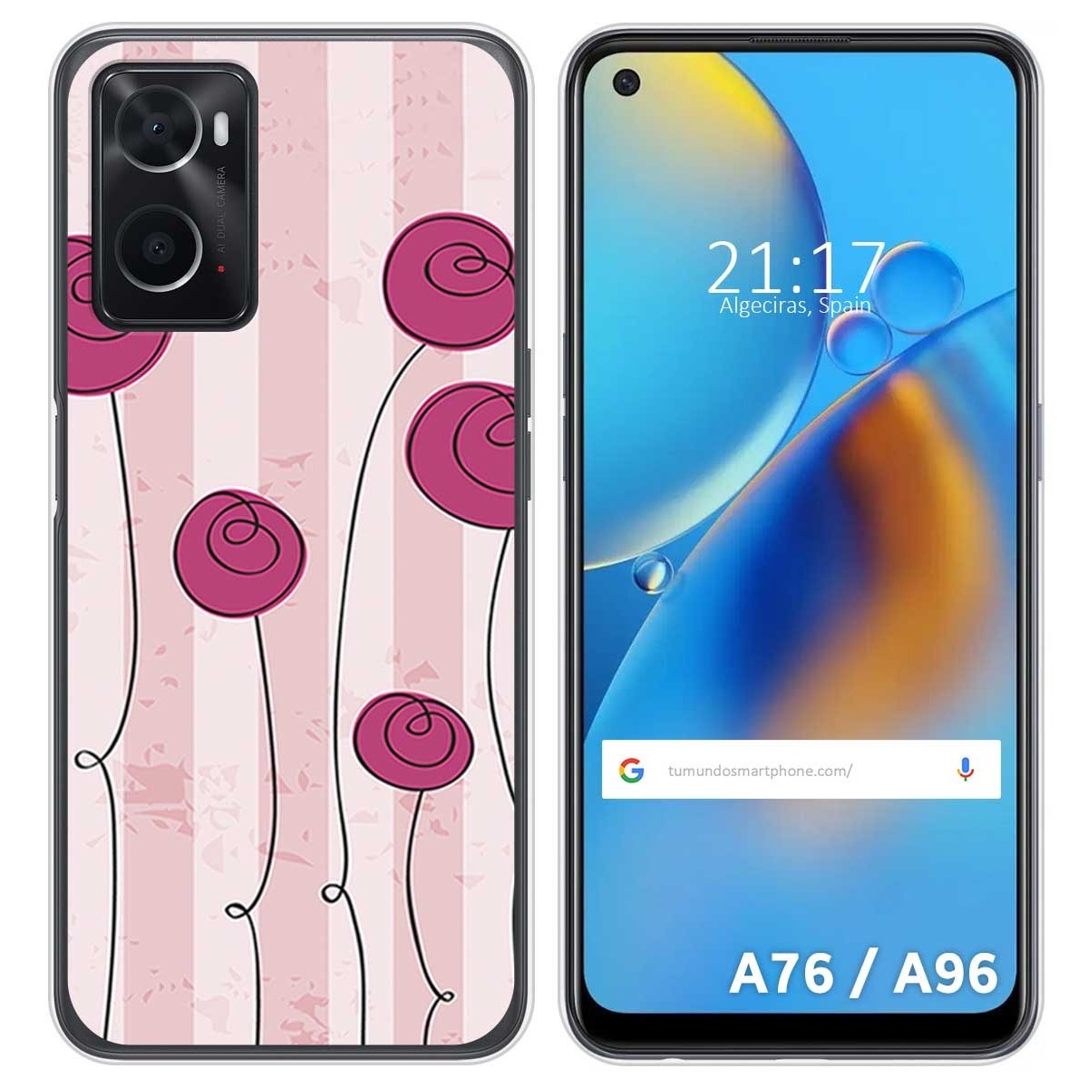 Funda Silicona para Oppo A76 / A96 diseño Flores Vintage Dibujos