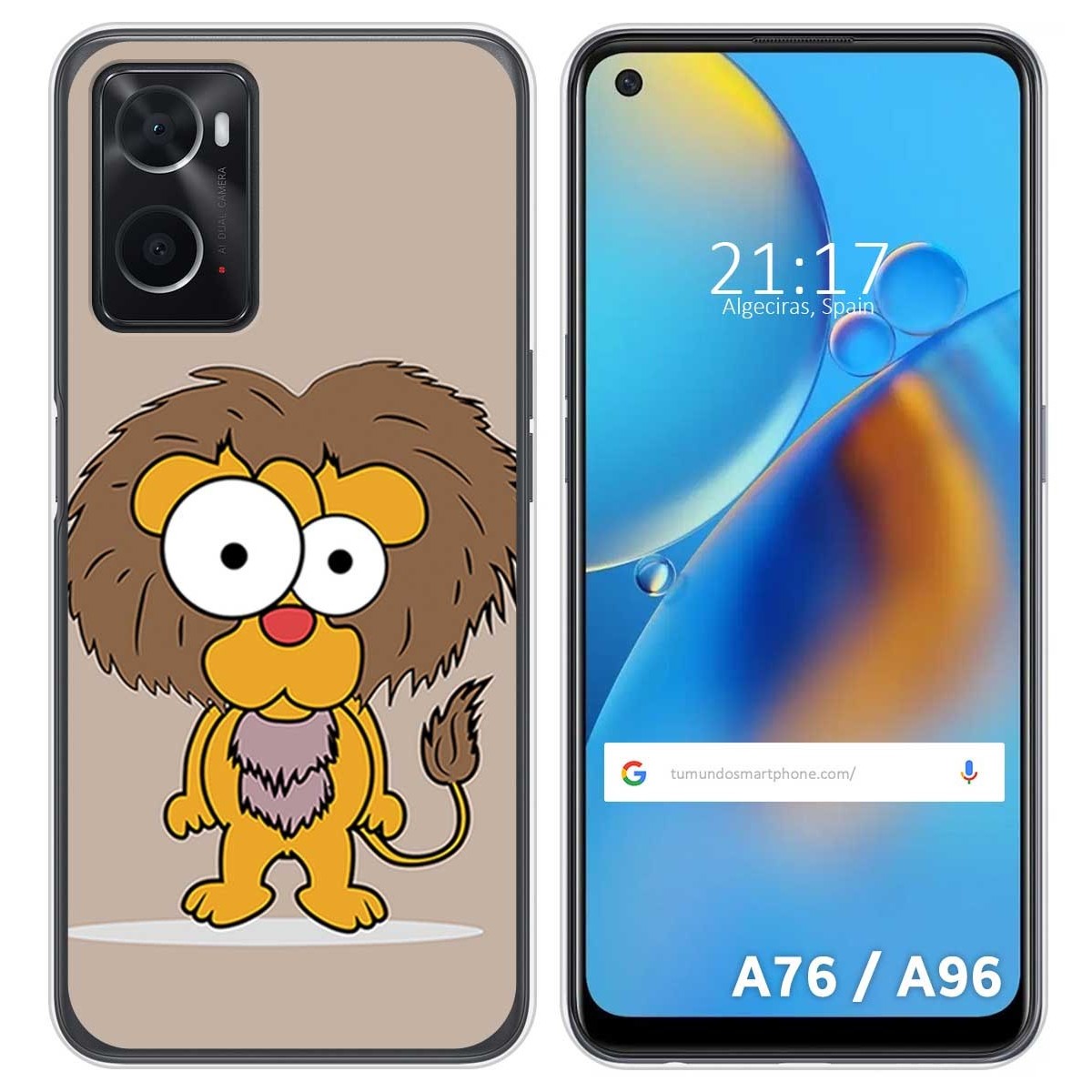 Funda Silicona para Oppo A76 / A96 diseño Leon Dibujos