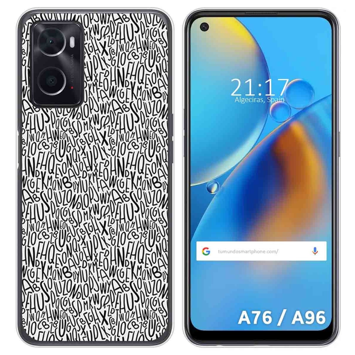Funda Silicona para Oppo A76 / A96 diseño Letras Dibujos