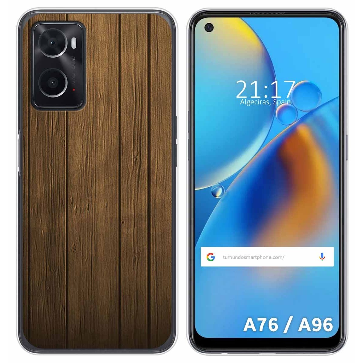 Funda Silicona para Oppo A76 / A96 diseño Madera Dibujos