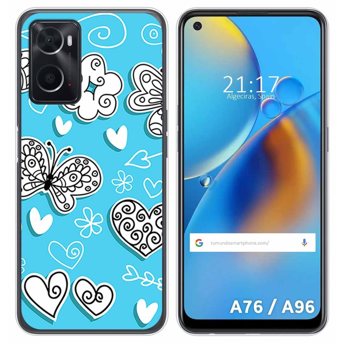 Funda Silicona para Oppo A76 / A96 diseño Mariposas Dibujos