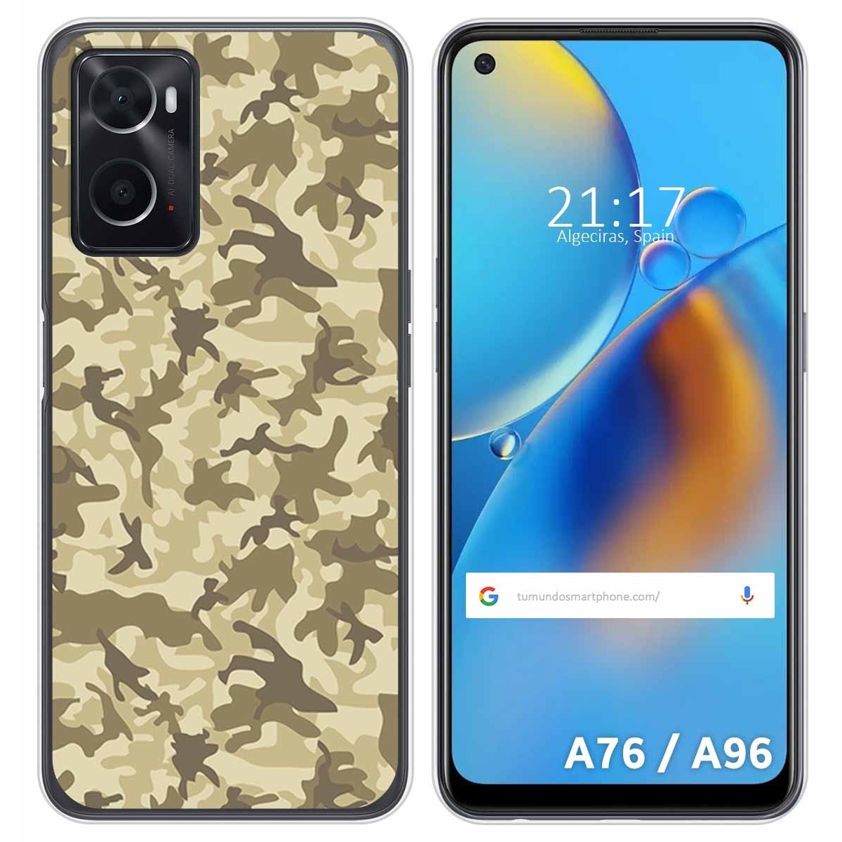 Funda Silicona para Oppo A76 / A96 diseño Sand Camuflaje Dibujos