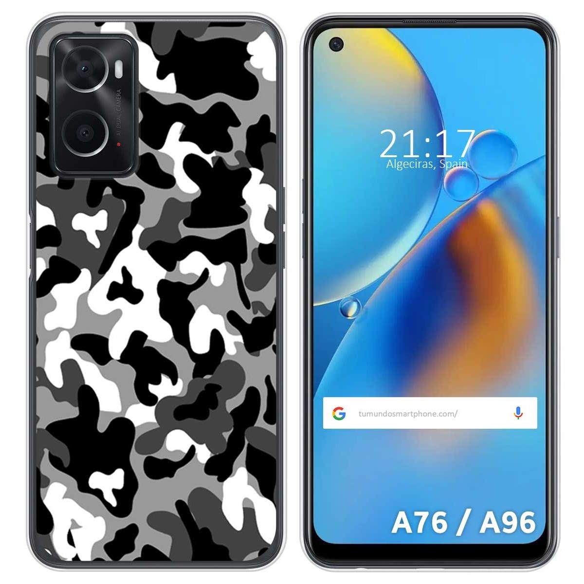 Funda Silicona para Oppo A76 / A96 diseño Snow Camuflaje Dibujos