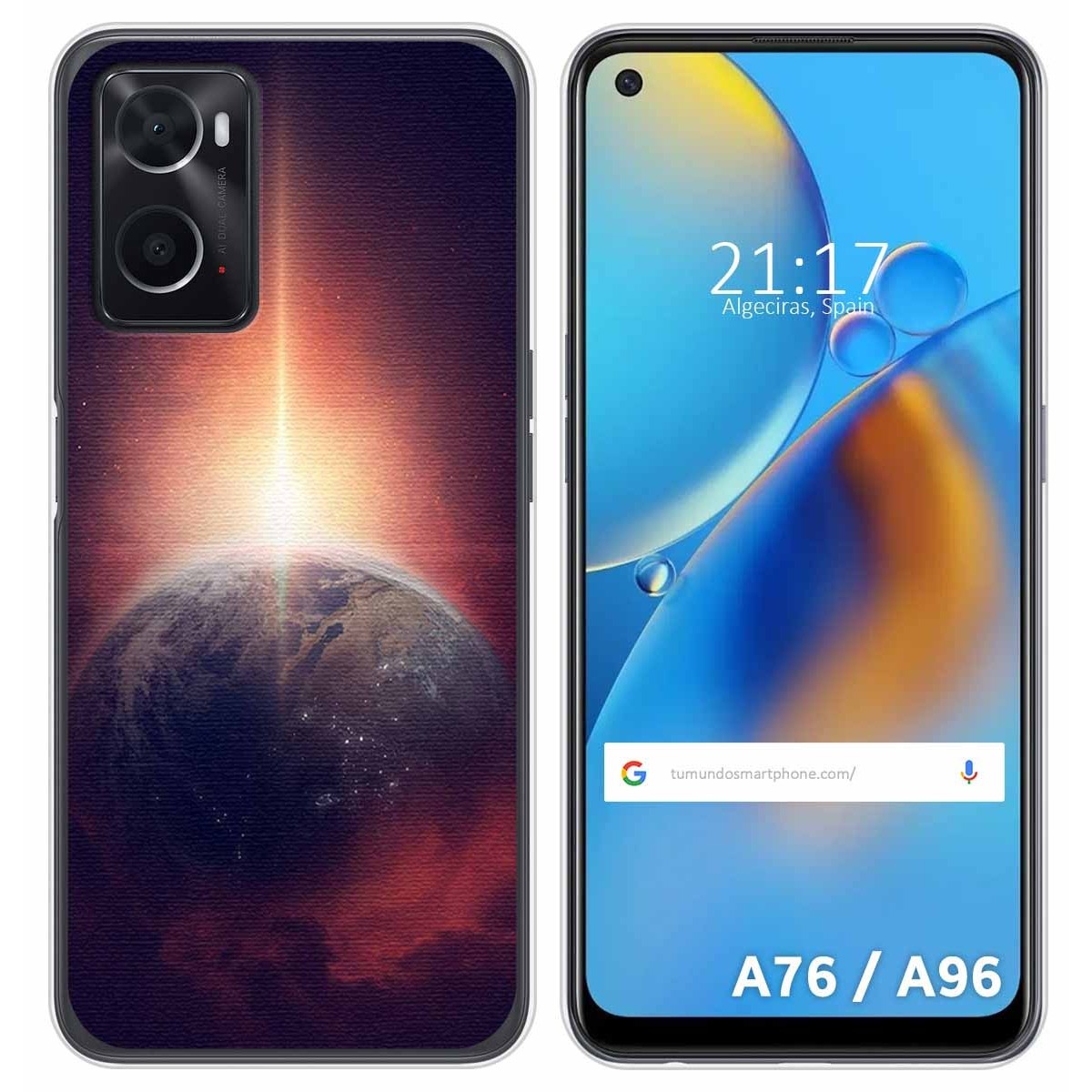 Funda Silicona para Oppo A76 / A96 diseño Tierra Dibujos