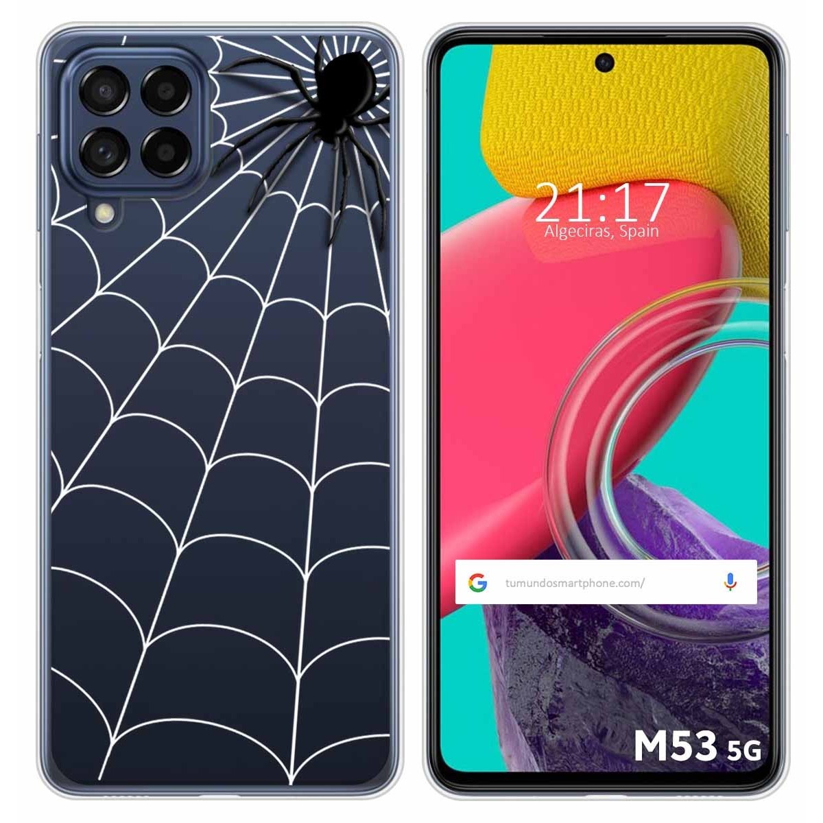 Funda Silicona Transparente para Samsung Galaxy M53 5G diseño Araña Dibujos
