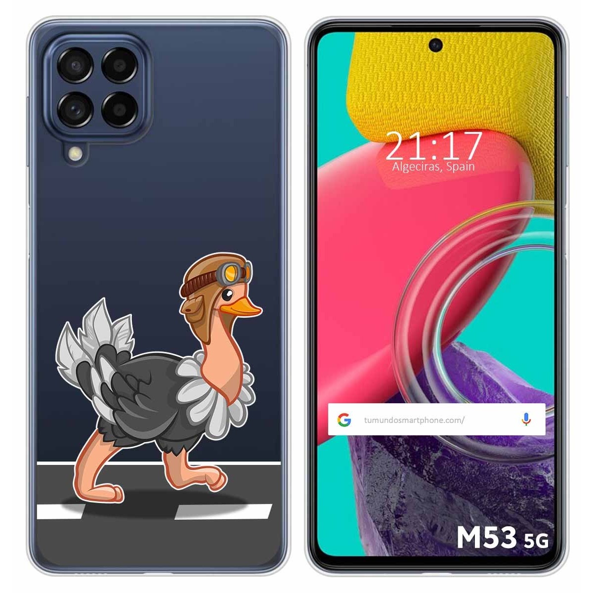 Funda Silicona Transparente para Samsung Galaxy M53 5G diseño Avestruz Dibujos