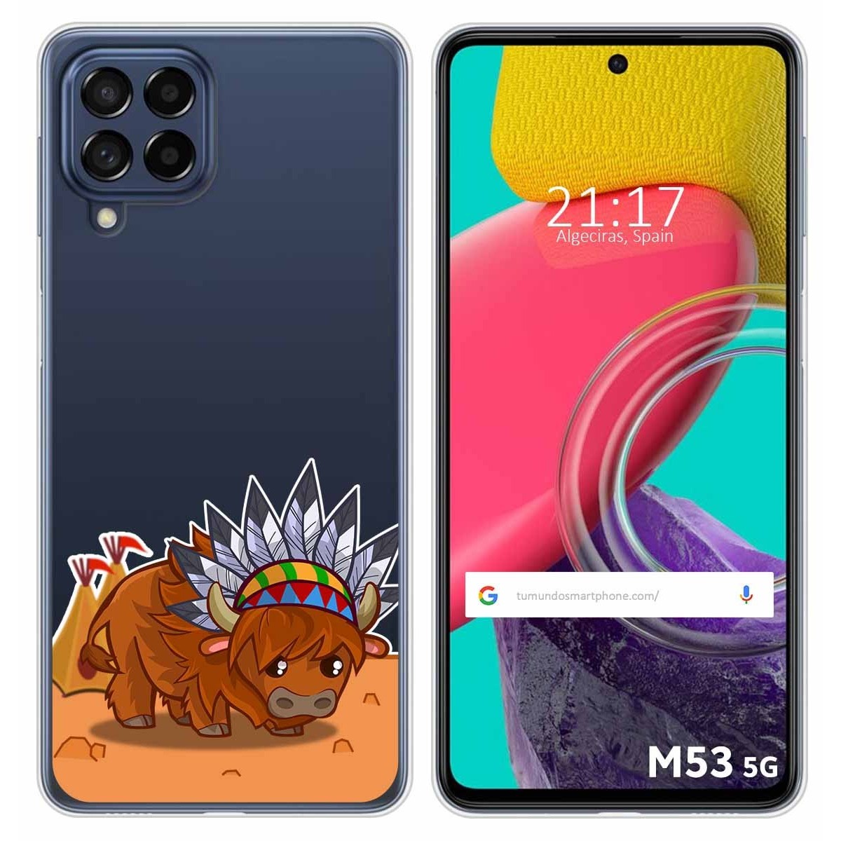 Funda Silicona Transparente para Samsung Galaxy M53 5G diseño Bufalo Dibujos