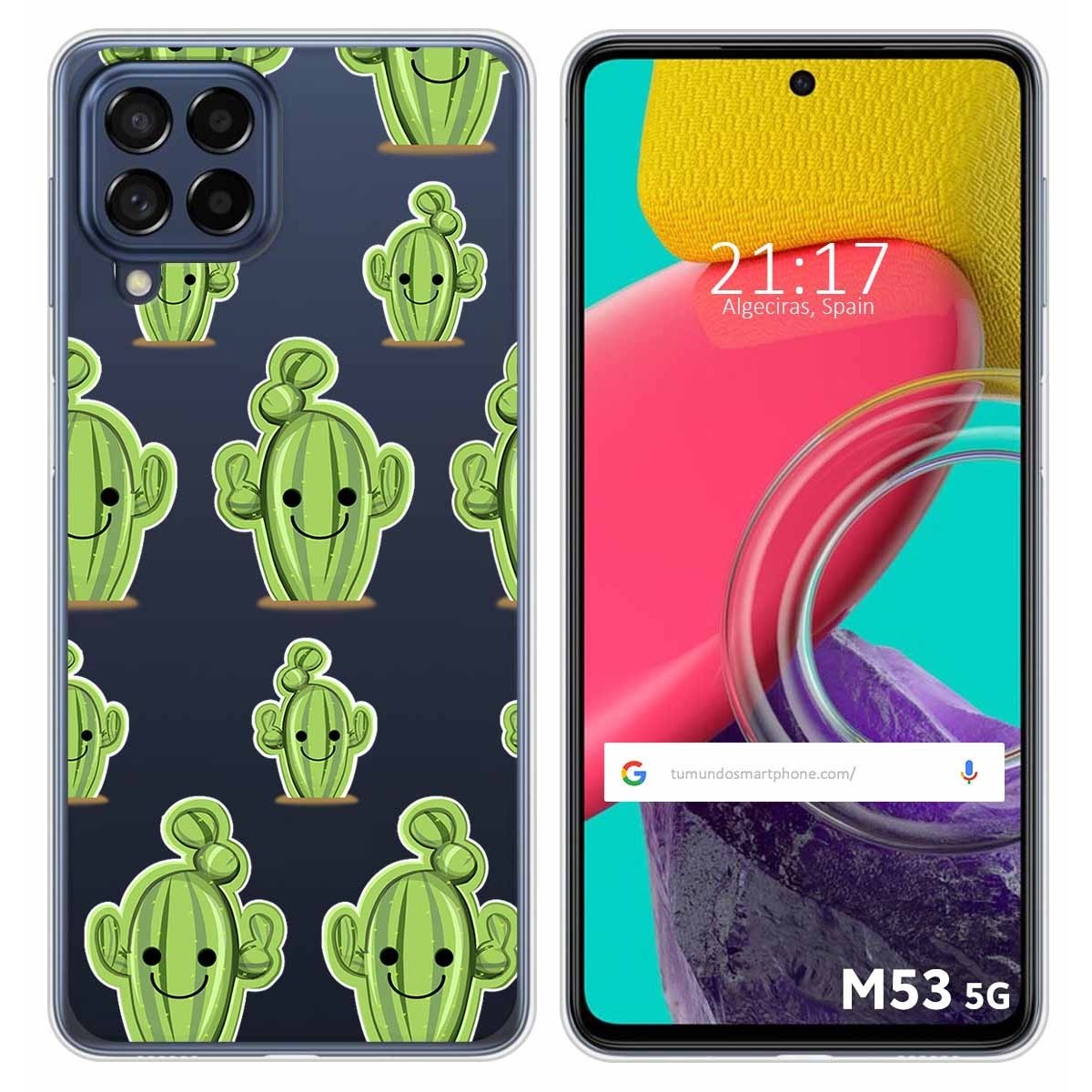Funda Silicona Transparente para Samsung Galaxy M53 5G diseño Cactus Dibujos