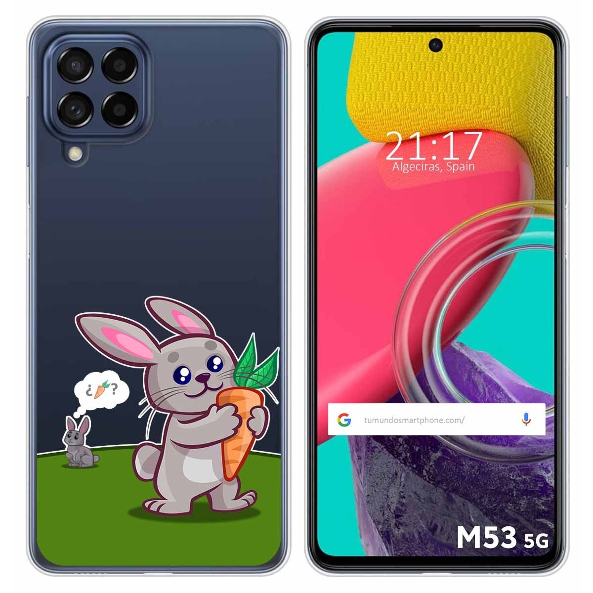 Funda Silicona Transparente para Samsung Galaxy M53 5G diseño Conejo Dibujos