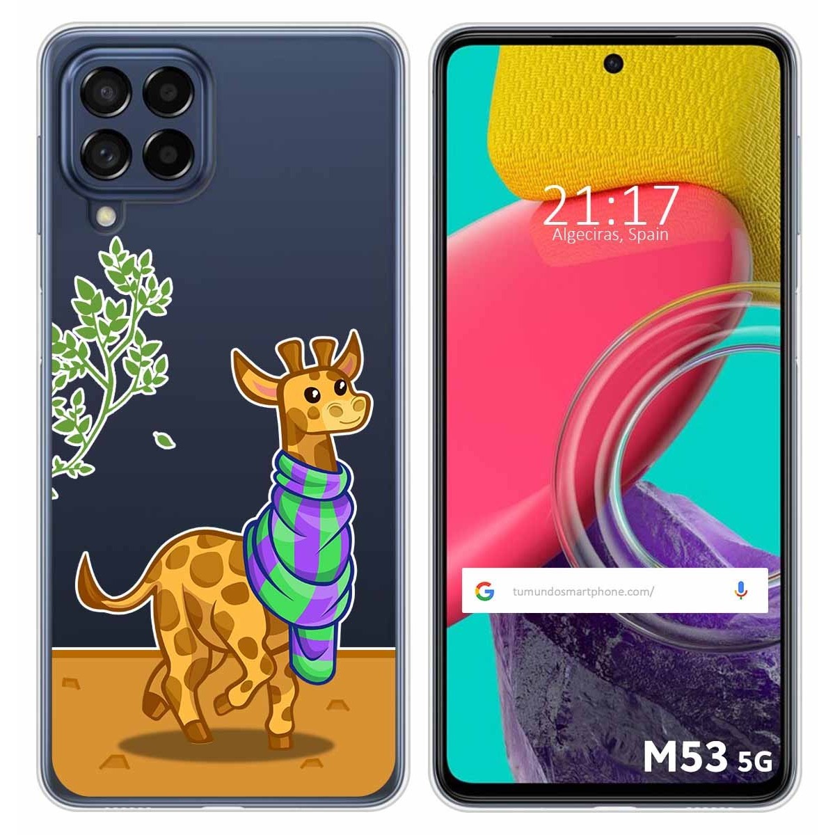 Funda Silicona Transparente para Samsung Galaxy M53 5G diseño Jirafa Dibujos