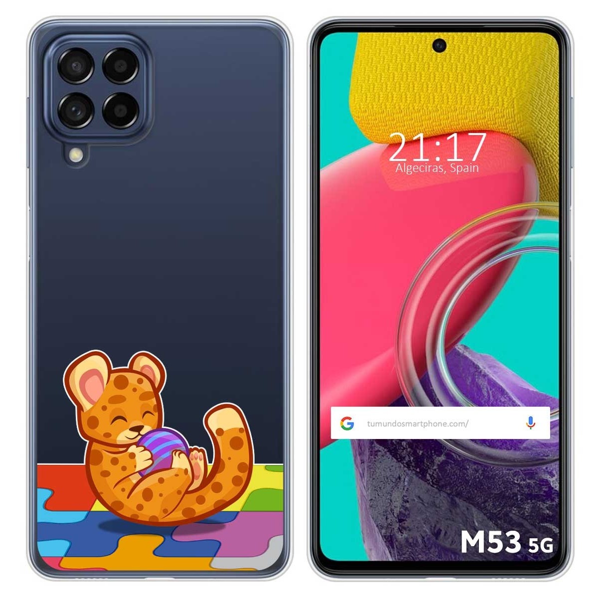 Funda Silicona Transparente para Samsung Galaxy M53 5G diseño Leopardo Dibujos